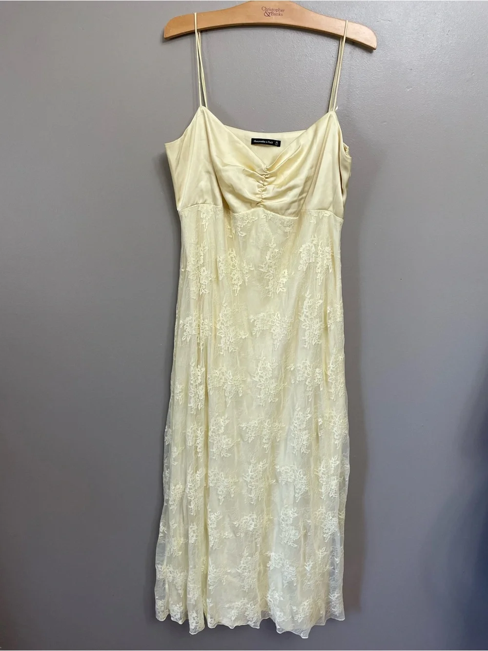Abercrombie and fitch XL Julia slip lace dress butter yellow